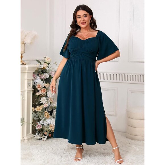 Plus Size Maxi Dress Summer Flowy Ruffle Off Shoulder Formal Casual - Picture 6 of 6
